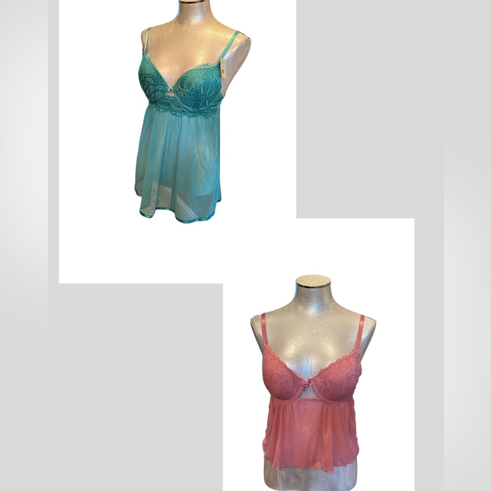Bundle Women’s New Spree Intimates Bra Baby doll Lace/Mesh Ceramic & Hush Coral